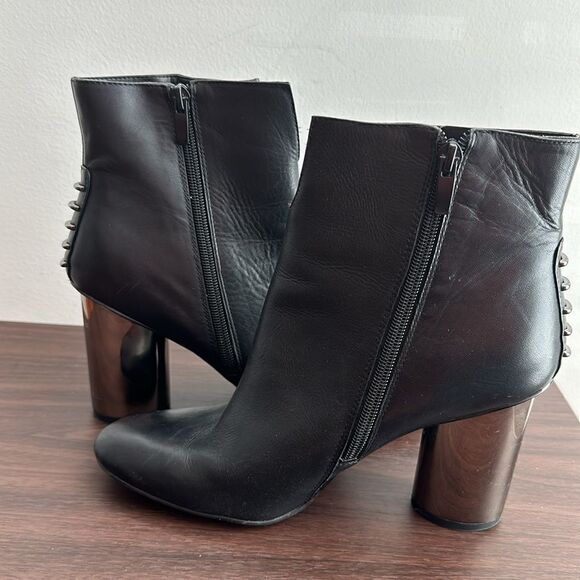 Kendall + Kylie Black Leather Metallic Heel Ankle Booties Sz 9 - Picture 7 of 10